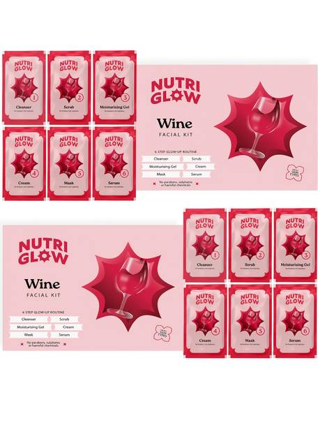 NutriGlow NATURAL'S Set of 2 Advanced Pro Formula Wine Facial Kit for Fairer Complexion (60gm each)