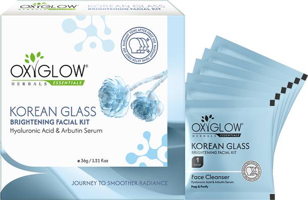 OXYGLOW HERBALS Korean Glass Brightening Facial Kit with Hyaluronic Acid & Arbutin Serum