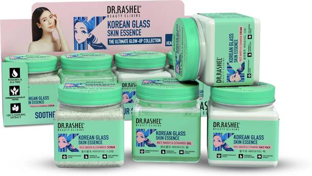 DR.RASHEL Korean Glass Skin Essence Facial Kit | Scrub, Gel, Face Pack, Cream |