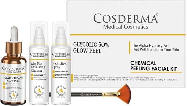 COSDERMA Glycolic 50% Glow Peel, Chemical Peeling Facial Kit