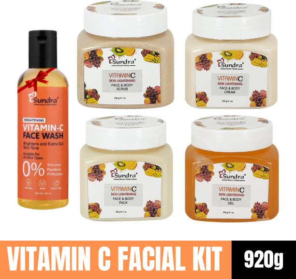 Sundra Secret Herbal Vitamin C Facial Kit Combo 920g (Massage Cream, Scrub, Face Pack & Gel) (4X230g)