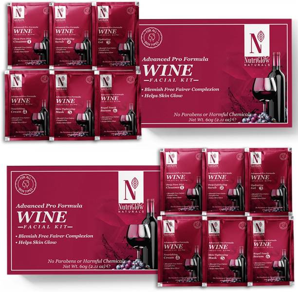 NutriGlow NATURAL'S Set of 2 Advanced Pro Formula Wine Facial Kit for Fairer Complexion (60gm each)