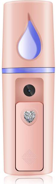 StayWay Pink Nano Facial Mister Portable Mist Sprayer With Mirror Mini Cool Mist Spray Mini Facial Steamer