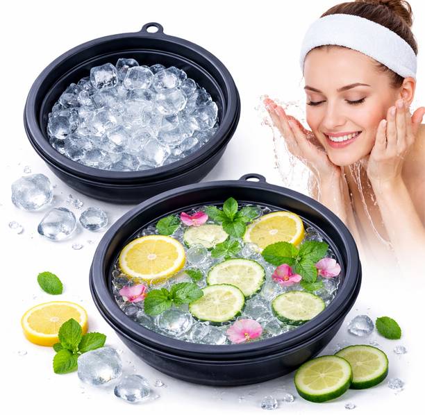 MIKANIX Ice Facial Bowl for Skin Care with Ice Cubes, Lemon & Cucumber Spa Use Mini Facial Steamer