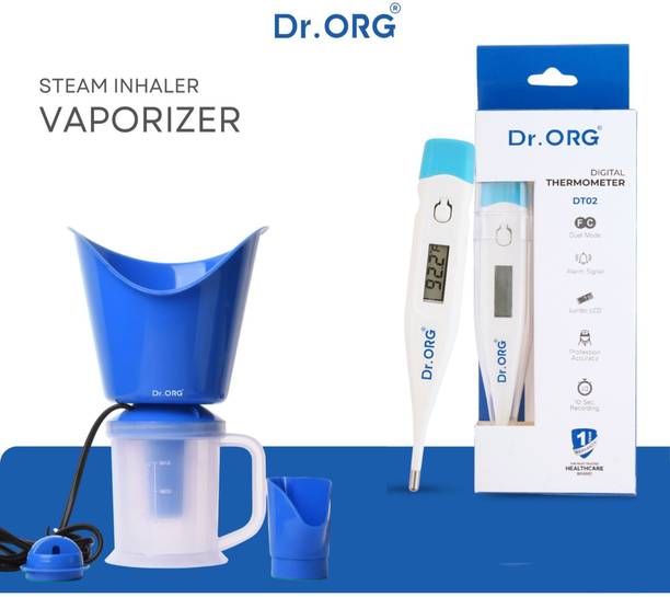 Dr Org 3 in 1 steamer for cold and cough & Thermometer vaporizer steamer for facialBLUE Professional Facial Steamer