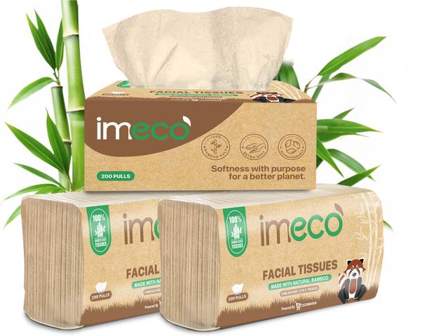 इमेको Bamboo Facial Tissues Papers 200 Pulls | 2 Ply | Ultra-Soft & Biodegradable