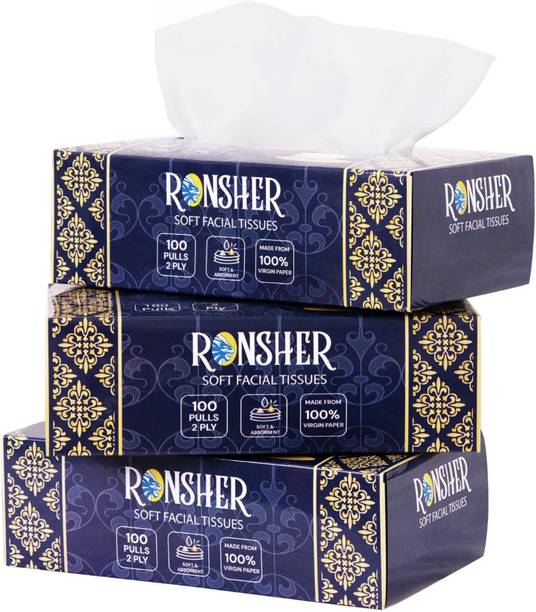 RONSHER Premium 2 Ply Pack of 3 Tissue Box