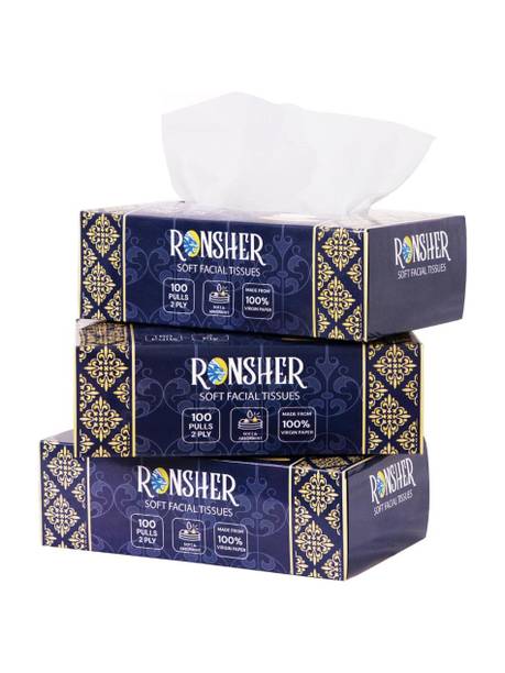 RONSHER Premium 2 Ply Pack of 3 Tissue Box
