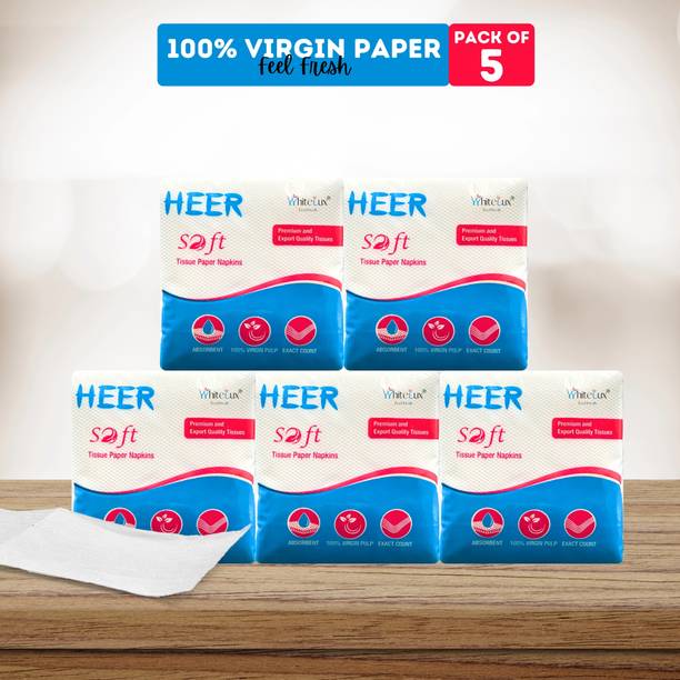 WhiteLux Heer Soft Premium OBA Free 100% Virgin Tissue Paper (Pack Of 5)