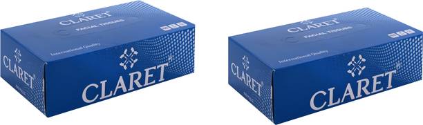 क्लेरेट Facial Tissue 2-Ply,100 Pulls,Makeup smudges Soft & Absorbent for Daily Use,BLUE