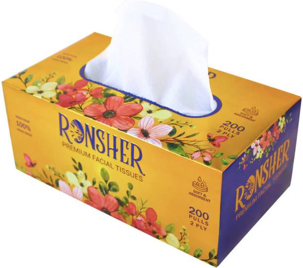 RONSHER 2-ply Luxury Facial tissue paper| 200 pulls |Pack of 1