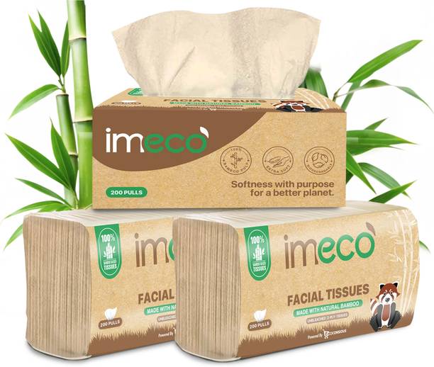इमेको Bamboo Facial Tissues Papers 200 Pulls | 2 Ply | Ultra-Soft & Biodegradable