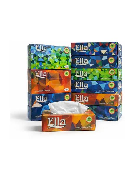 ELLA Facial Tissue Soft Absorbent Made of Virgin Paper 100 Pulls Per Box 2Ply