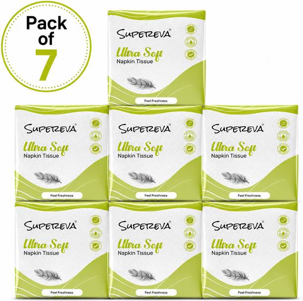 सुपेरेवा Premium Quality Soft Tissue Paper Napkin 100% Virgin Pulp Tissue Pack of 7