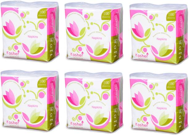 kosher Tissue Paper Dinner Napkins | 100 Sheets Per Pack | Pack of 6 | 6 12x12 Inch