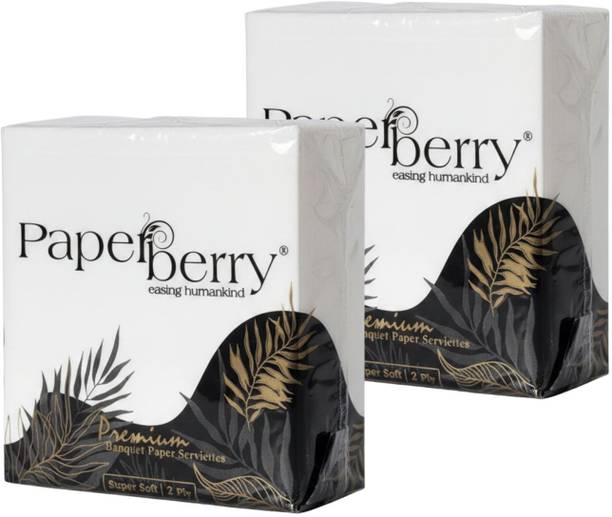 PaperBerry Plain Banquet Napkins 33x33cm | Premium 2-Ply Soft & Absorbent Paper Table