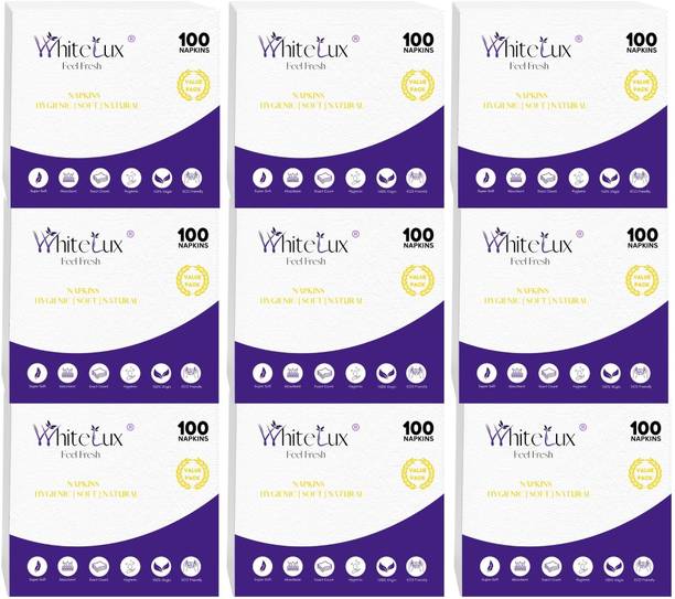 WhiteLux Soft Premium Quality Tissue Paper Napkin (Pack of 9)