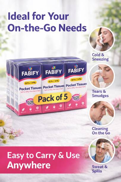 Fabify Ultra Soft Dry Pocket Tissue | Napkin |Pack of 5 | 10 In Each |