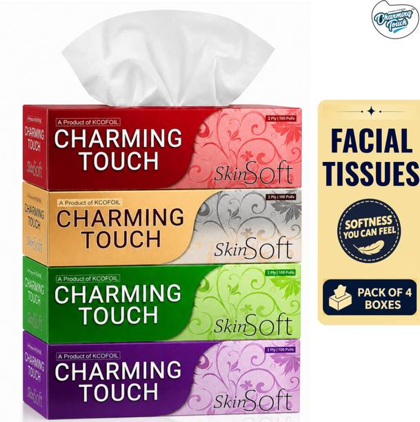 Kcofoil Charming Touch Facial Tissue Box |400 Pulls, 2 Ply Soft Face Tissue Paper