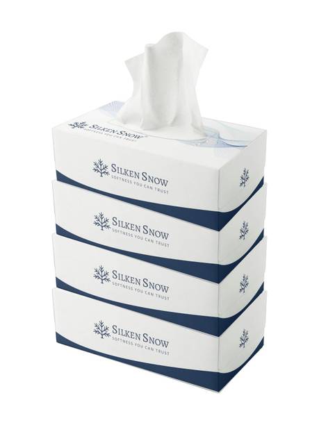 SILKEN SNOW 2 Ply 100 Pulls Facial Tissue Paper Box, Car Tissue Box, Face Tissue - 400 Pulls