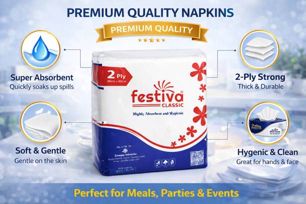 Festiva TABLE TISSUES 40CMx40CM -80Sheet , Premium Quiality[PACK OF 1]