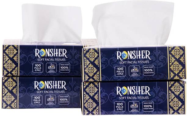 RONSHER Premium 2 Ply Pack of 4 Tissue Box