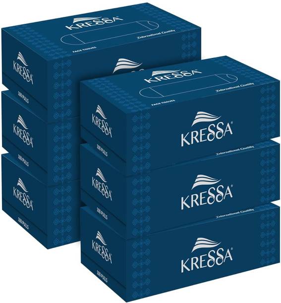क्रेसा Facial Tissues 2 Ply, 100 Pulls Per Box, 100% Virgin Paper, Ultra Soft