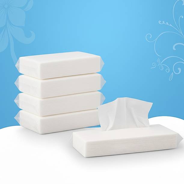 SILKEN SNOW 2 Ply Facial Tissue Paper Refill, Car & Travel Tissue Refill Pack of 4x100Pulls