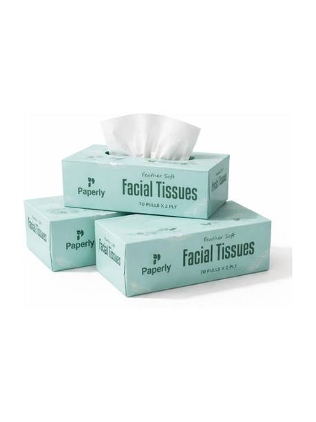Paperly Feather Soft Facial Tissues 70 Pulls x 2 Ply Soft Face Tissue