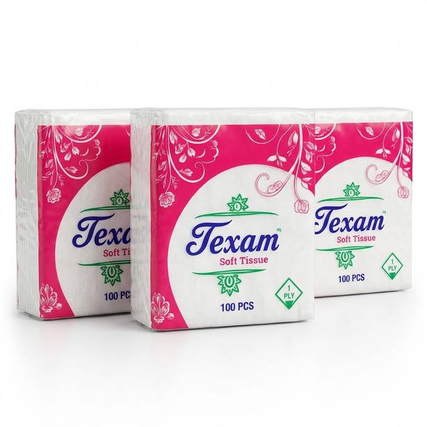 TEXAM Classic 23x23 1ply Flower soft Tissue paper (pack of 3)