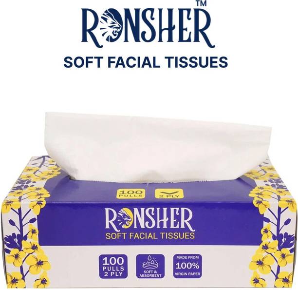RONSHER 2-ply Soft Facial tissue paper| 100 pulls |Pack of 1
