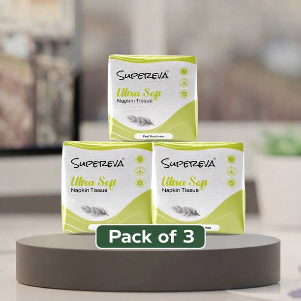 SUPEREVA Premium Quality Tissue Paper Napkin 100% Virgin Pulp Tissue Pack of 3