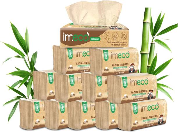 IMECO Bamboo Facial Tissues Papers 100 Pulls | 2 Ply | Ultra-Soft & Biodegradable