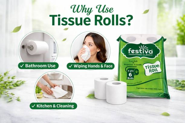 Festiva PREMIUM QUALITY BATH TISSUE ROLL PACK OF 1 IN 6 ROLL|SOFT TISSUE ROLL 1920 SHEET