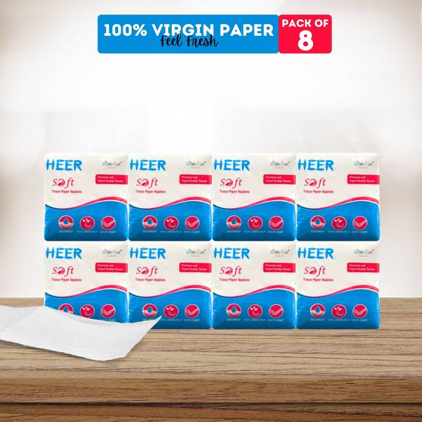 WhiteLux Heer Soft Premium OBA Free 100% Virgin Tissue Paper (Pack Of 8)