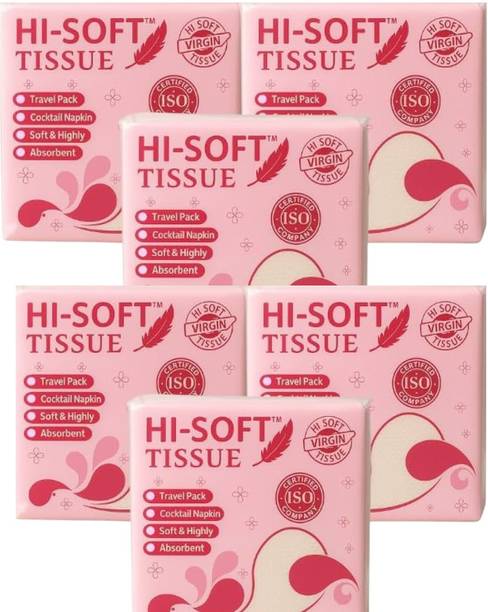 kv enterprises Soft Tissue Paper Pack of 6 | Premium Quality Napkins for Home, Office & Travel