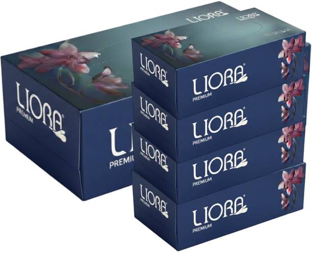 Liora Premium 2-Ply Ultra Soft Facial Tissue Paper | 5x100 Pulls | Total 500 Pulls