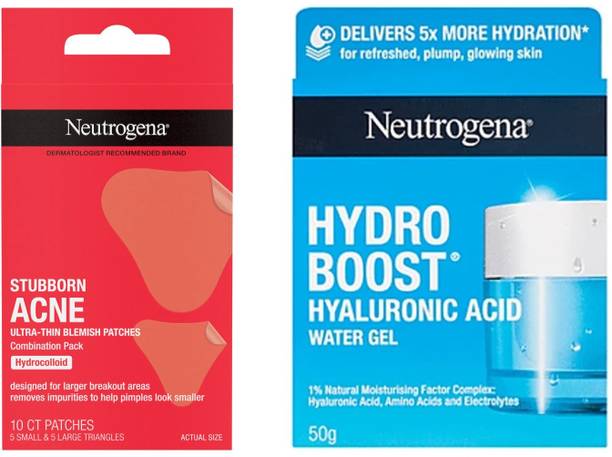 NEUTROGENA Stubborn Acne Ultra Thin Blemish Patches and hydro boost water gel cream
