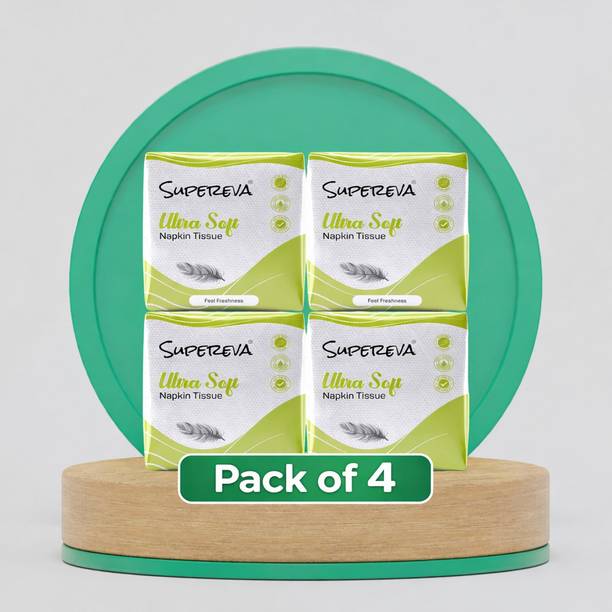 SUPEREVA Premium Quality Soft Tissue Paper Napkin 100% Virgin Pulp Tissue Pack of 4