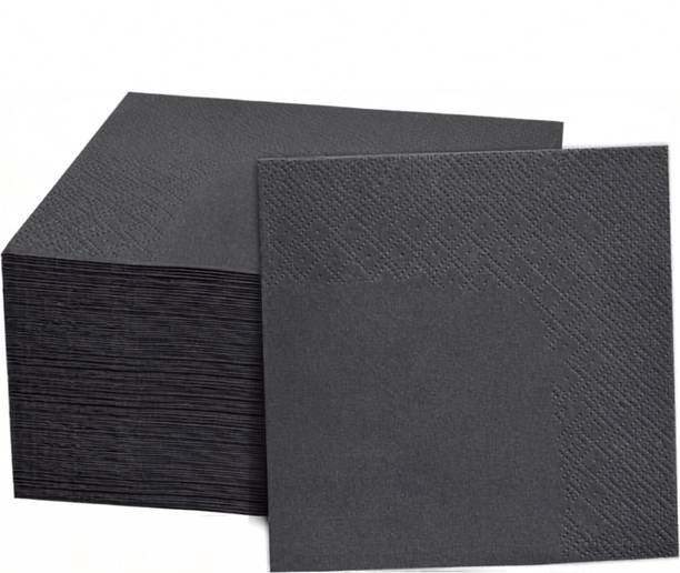 HRK Coloured Paper Napkins | 33×33 cm | 3-Ply | 25 Pulls x 2 Packs | Dark Grey