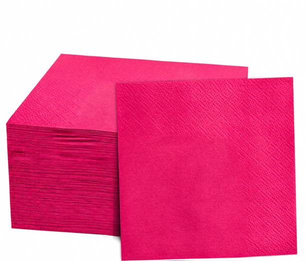 HRK Coloured Paper Napkins | 40×40 cm | 3-Ply | 25 Pulls x 2 Packs | Dark Pink