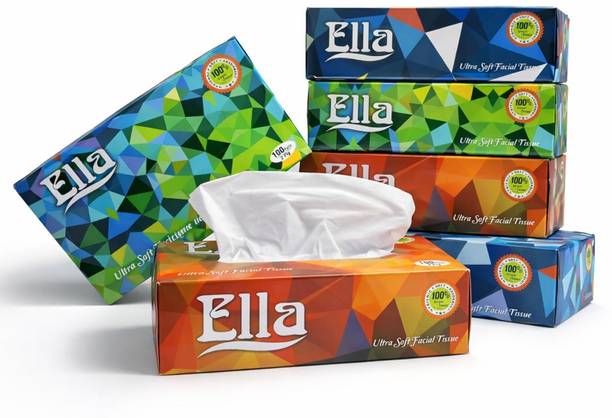 ELLA Facial Tissue Soft Absorbent Made of Virgin Paper 100 Pulls Per Box, 1200 Sheets