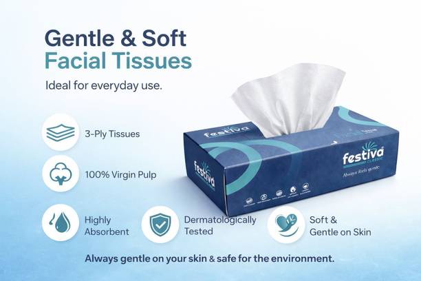 Festiva BEST-quality FACE Tissues Paper, Tissue{BOX OF 1}200 Sheet 100 pulls