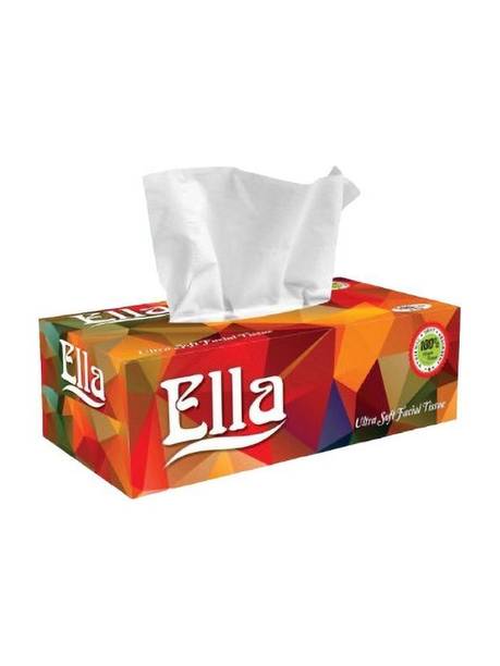 ELLA Facial Tissue Soft Absorbent Made of Virgin Paper 100 Pulls Per Box 2Ply