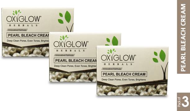 OXYGLOW Herbals Pearl Bleach Cream 50 Gm (Pack of 3) Deep Clean Pores, Tones, Brightens