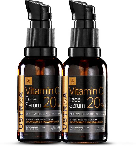 USTRAA 20% Vitamin C Face Serum - Dermatologically Tested, With Hyaluronic Acid