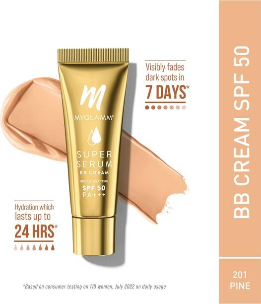 MyGlamm Super Serum BB cream | SPF 50 & Hyaluronic Acid | 24 Hr Long Lasting & Hydrating Foundation