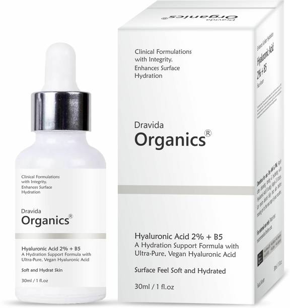 Dravida Organics Hyaluronic Acid Face Serum for Glowing Skin, Intense Hydration & Fines Lines For Men & Women| Hydrating Serum for Dry, Normal & Oily Skin