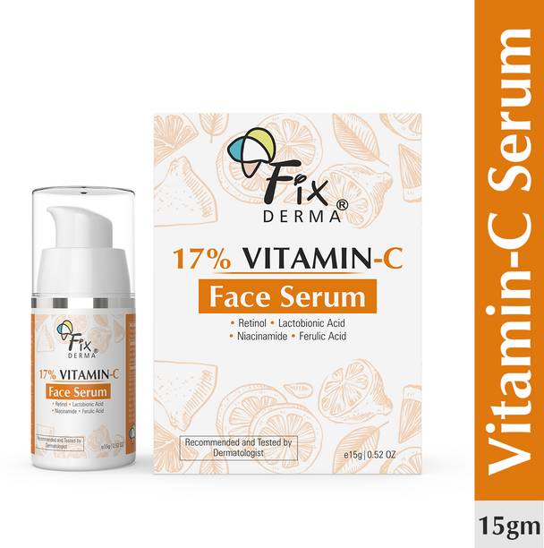 Fixderma 17% Vitamin C Face Serum with Ratinol for Brightening, Anti Aging, Glowing Serum