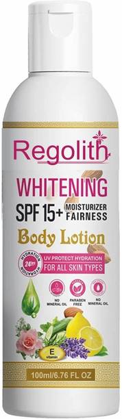 Regolith Whitening Body Lotion SPF 15 + Moisturiser Fairness Cream For Face, Hand & Body